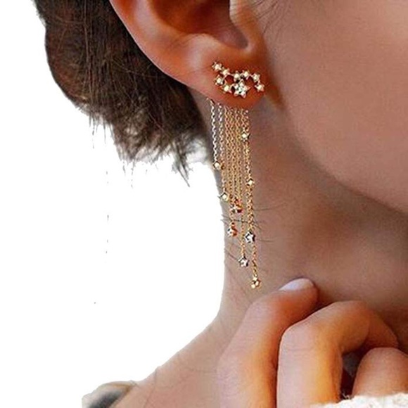 Jewelry - Star Tassel Crystal Stud Earrings